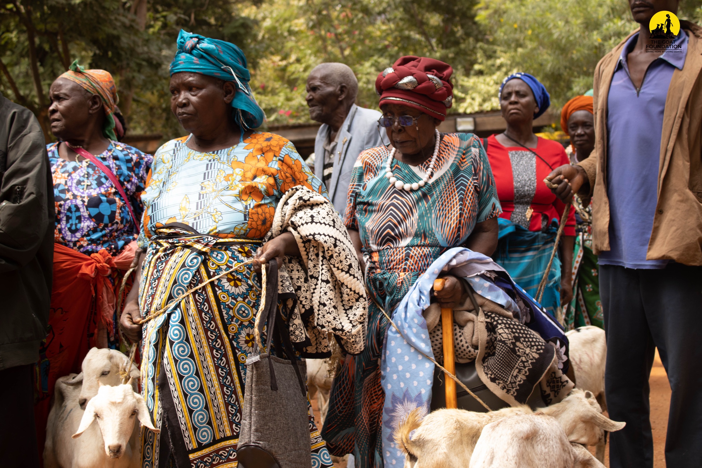Widows in Kenya with the goats they received from The Goat Foundation